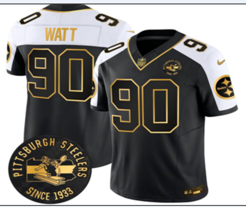 2026 Men Pittsburgh Steelers #90 Watt Black Limited Nike NFL Jersey 0909001